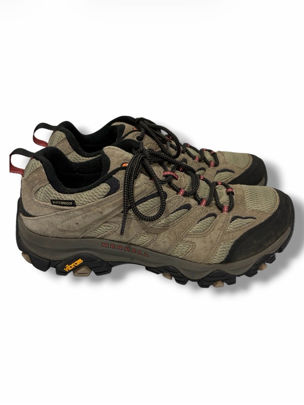 Merrell Moab Hiking Boot Low Top Shoe Men's Size 10 Wide Vibram Tan Black